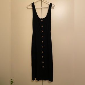 REFORMATION Jeans Black ARI Button Front Jersey Stretch Midi Dress size Small